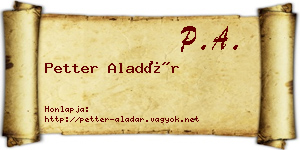 Petter Aladár névjegykártya